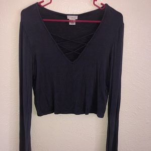 Navy crop long sleeve